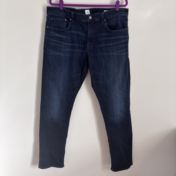 EDWIN Men's Maddox Slim Fit Jeans Size 38*x32 Dark Wash Whiskering READ‎ - Picture 1 of 10